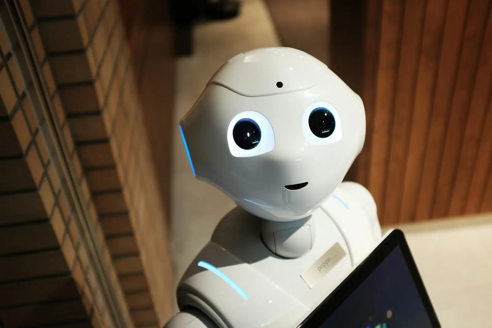 Humanoid robot interacting with a digital display