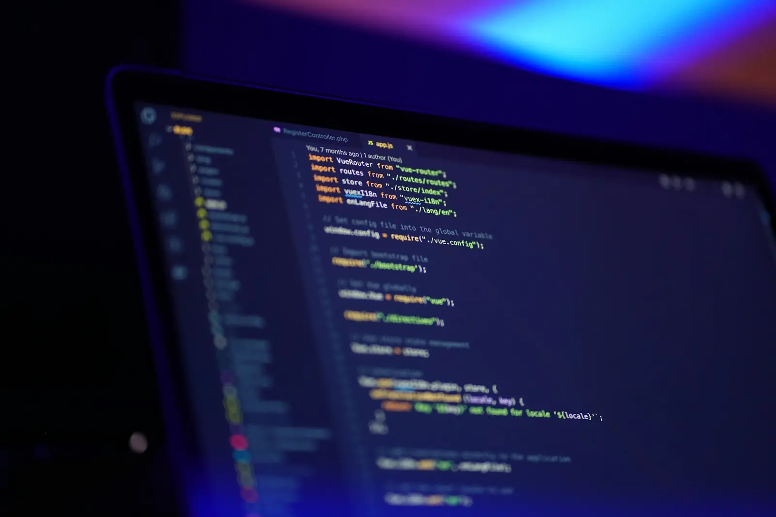 Application logic and data structures displayed on a dark editor screen